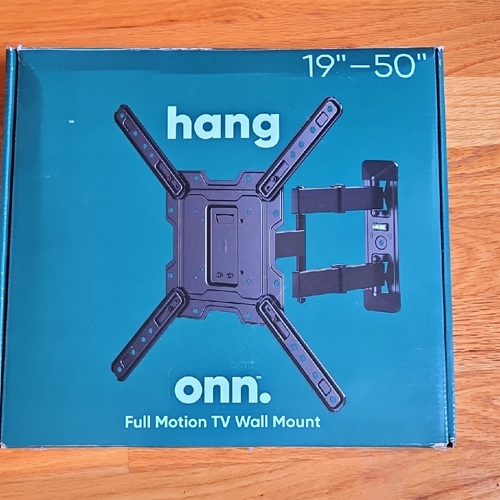 onn. Full Motion TV Wall Mount 19"-50" - Teal Box